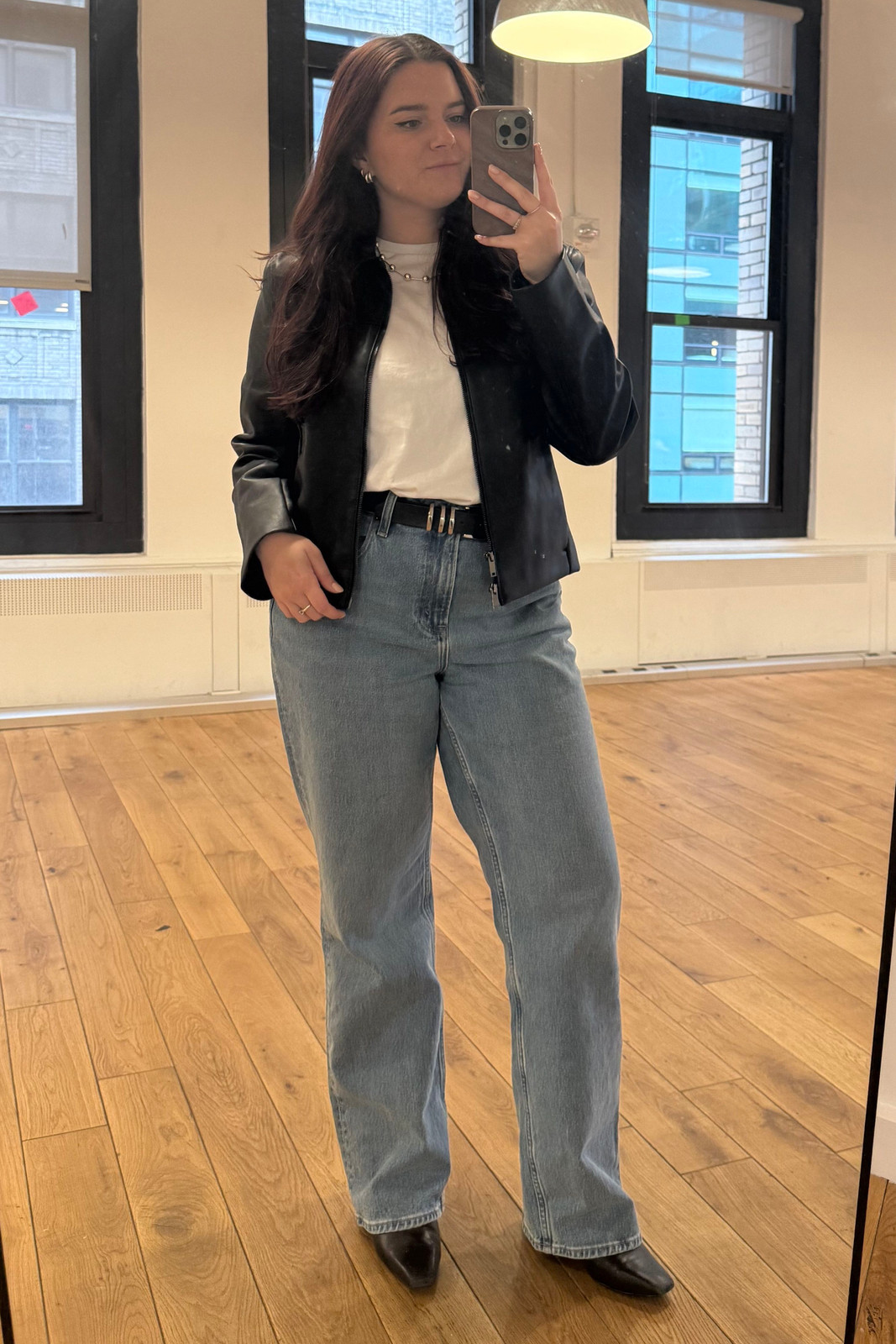 Classic Leather Jacket: Abercrombie Jeans and Tee — Abercrombie Outfits