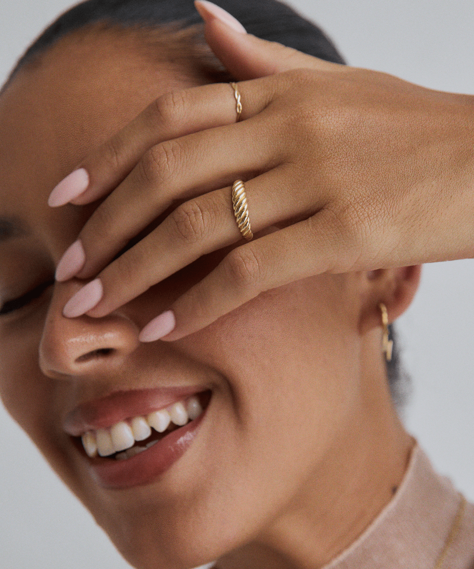 Textured Gold Ring and Small Hoop Earring Textured Gold Ring and Small Hoop Earring — Gold Jewelry
