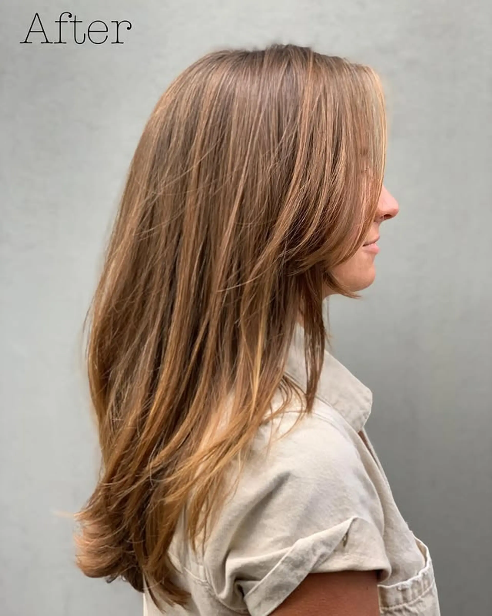 Mid-Back Layers With Curtain Bangs — Curtain Bangs Sweep Away From The Face Mid-Back Layers With Curtain Bangs — Curtain Bangs Sweep Away From The Face — Face Framing Layers