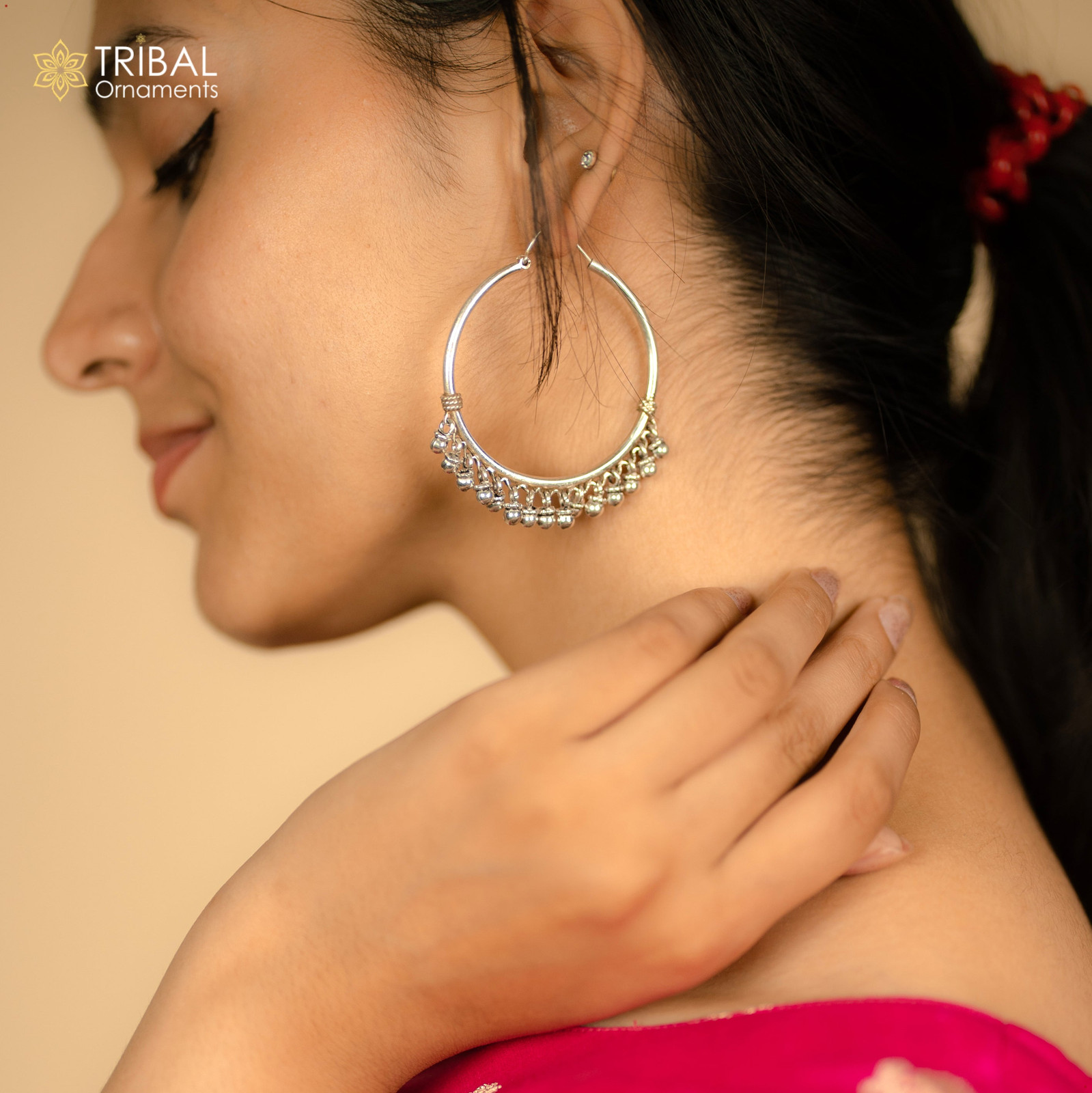 Casual Comfort: Silver Hoops with Black Knitwear — Silver Hoops Outfits