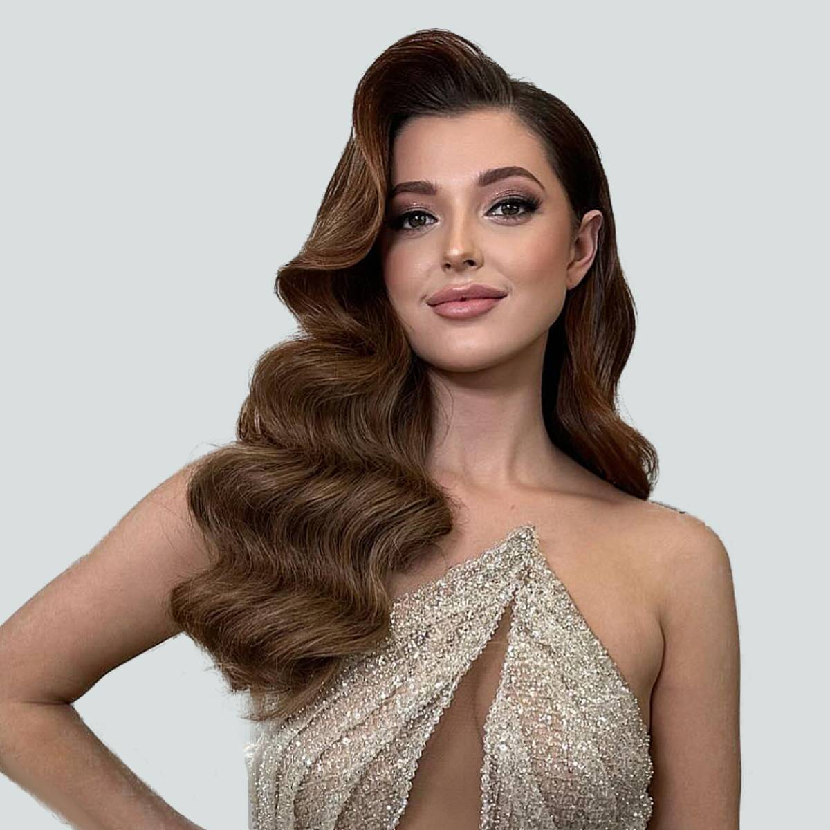 Thick Dark Brown With Caramel Highlight Waves Thick Dark Brown With Caramel Highlight Waves — Hollywood Waves