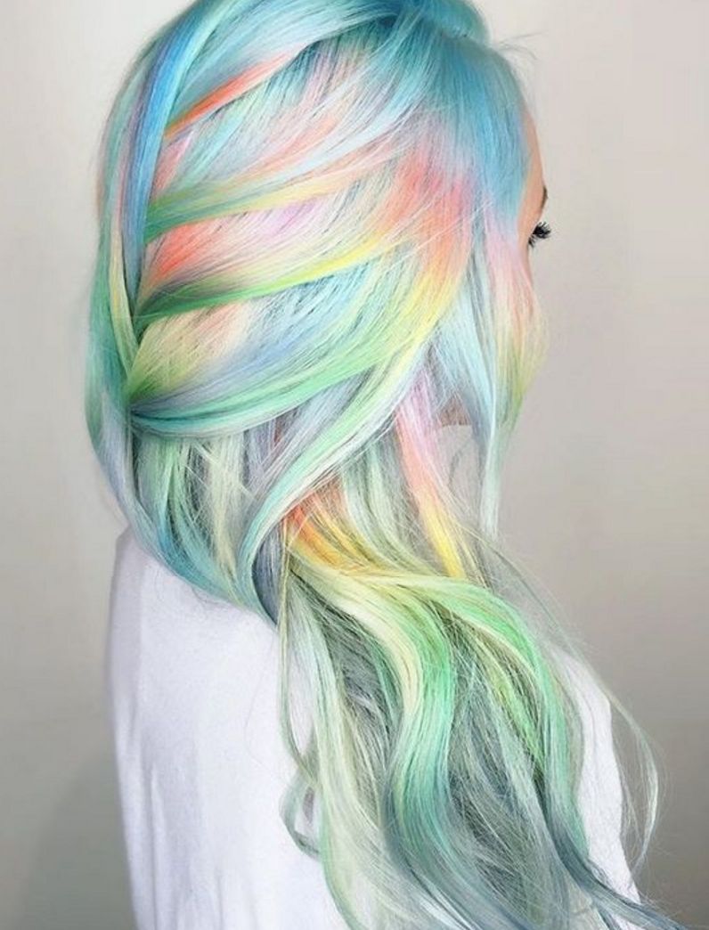 Mid-Back Pastel Blend With Streaks Mid-Back Pastel Blend With Streaks — Pastel Rainbow Hair