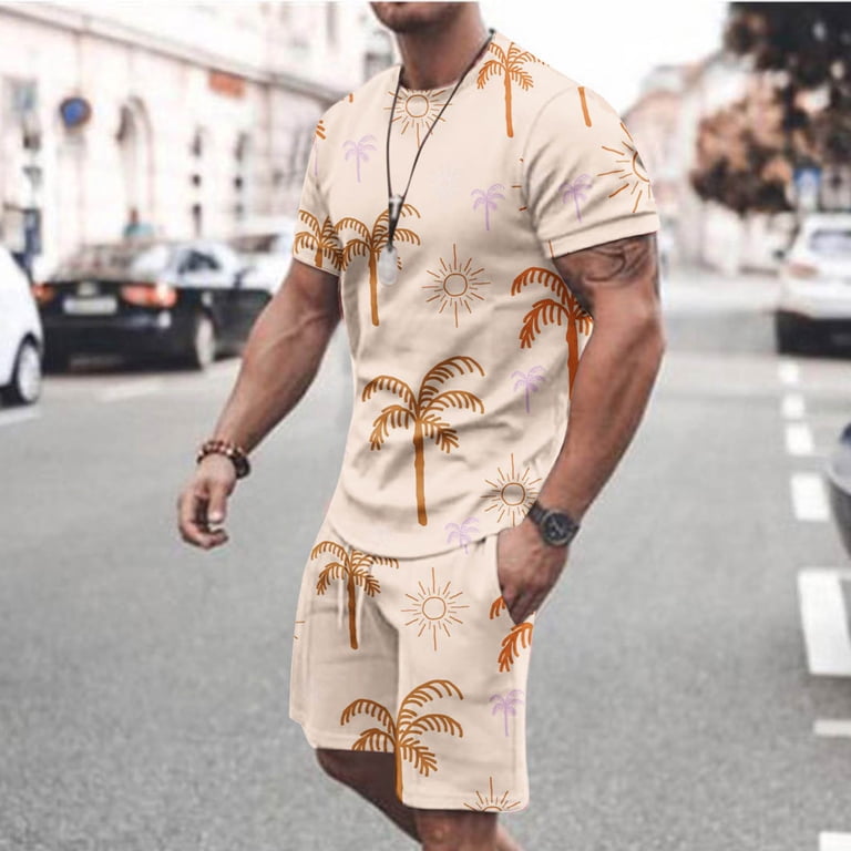 Cream Tropical Print Set for a Relaxed Island Getaway Cream Tropical Print Set for a Relaxed Island Getaway — Mens Vacation Outfits