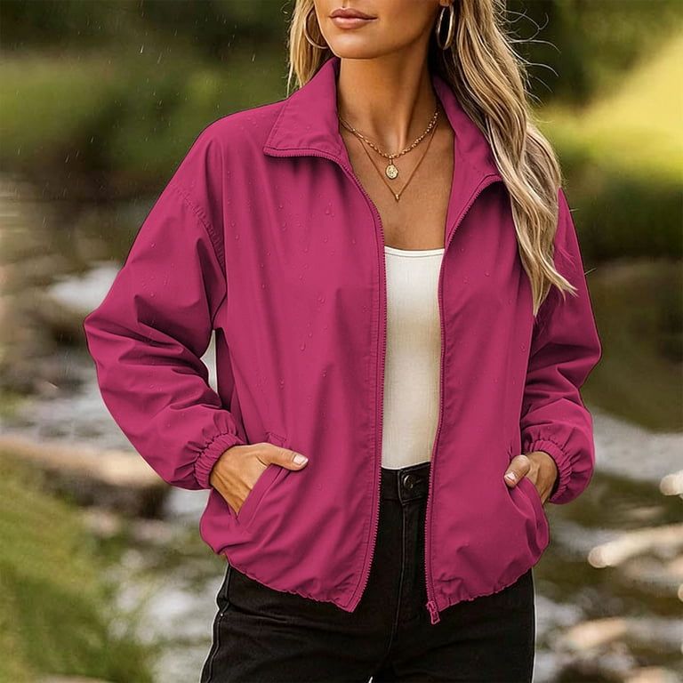 Bright Pink Windbreaker with Black Jeans Bright Pink Windbreaker with Black Jeans — Windbreaker Outfits