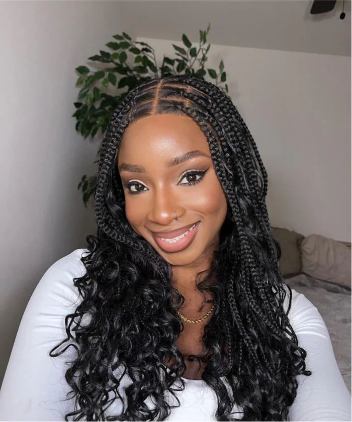 Mid-Back Box Braids With Defined Curls Mid-Back Box Braids With Defined Curls — Braids with Curly Ends