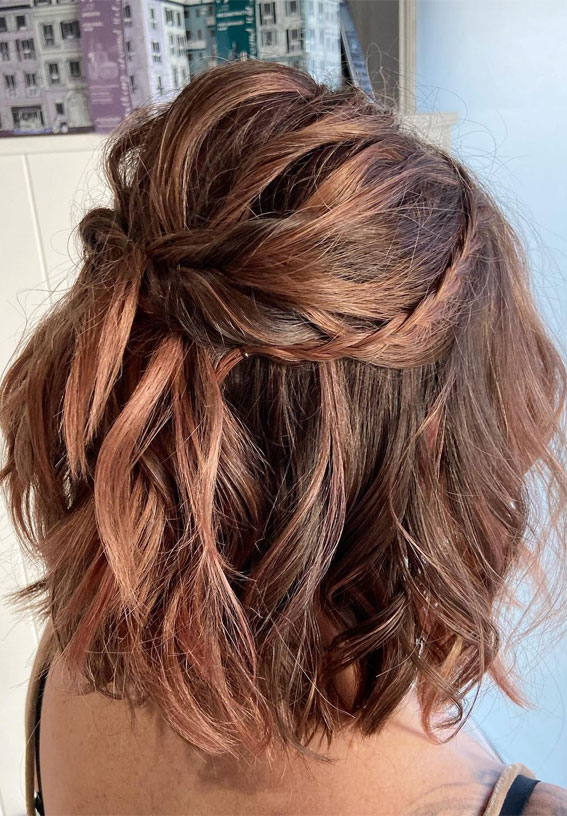 Dark Bob Half-Up With Braid Dark Bob Half-Up With Braid — Easy Hairstyles for Short Hair
