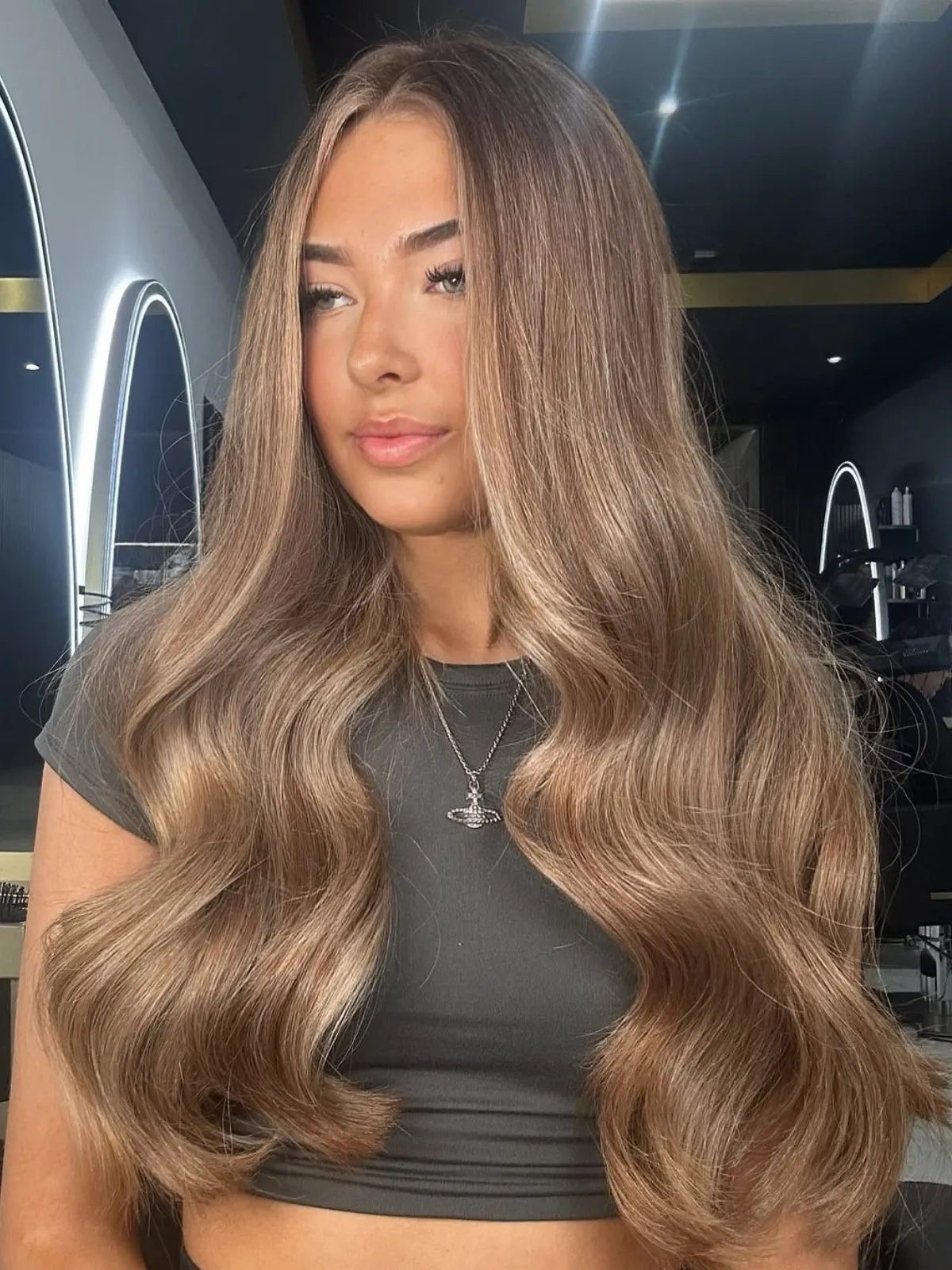 Beige Blonde With Subtle Highlights Mid-Back Voluminous Beige Blonde Blowout