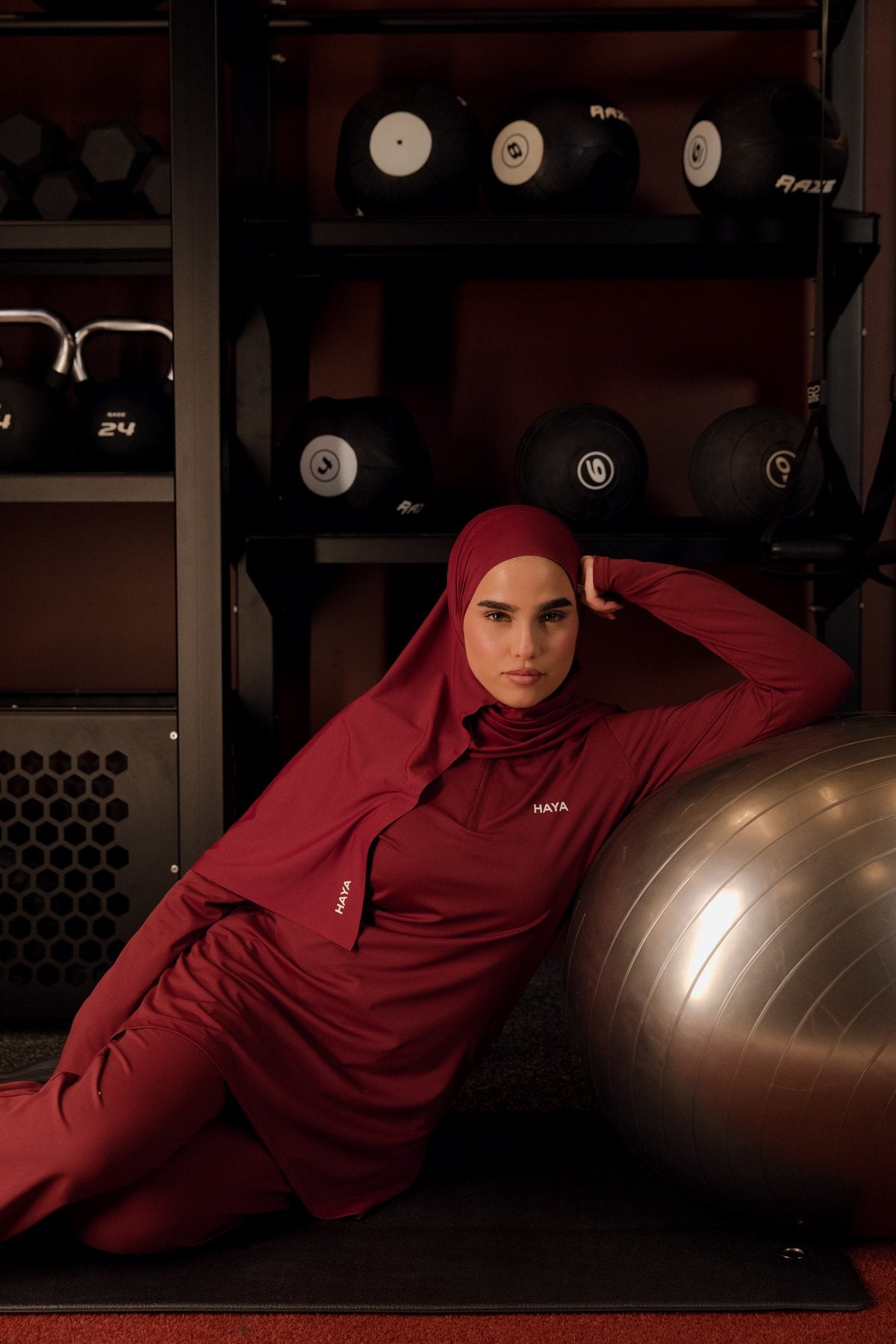 Activewear Set: Maroon Hijab for Gym or Active Work — Hijab Work Outfits