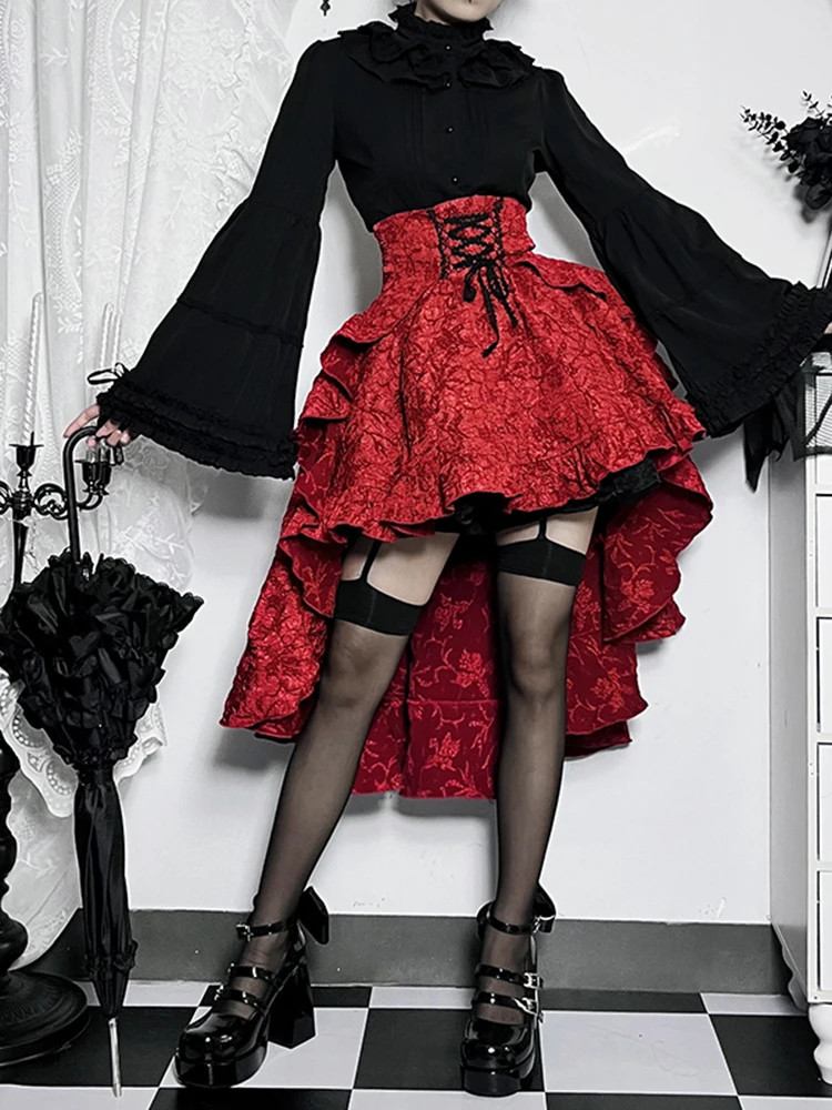 Dramatic High-Low Brocade Skirt for Evening Fairy Grunge Dramatic High-Low Brocade Skirt for Evening Fairy Grunge — Fairy Grunge Outfits