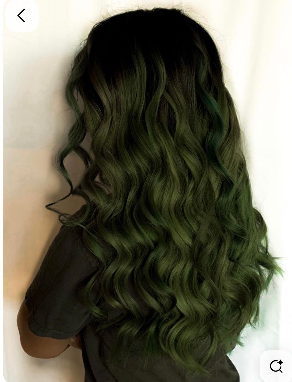 No Bangs Deep Dark Olive Green Waves No Bangs Deep Dark Olive Green Waves — Olive Green Hair