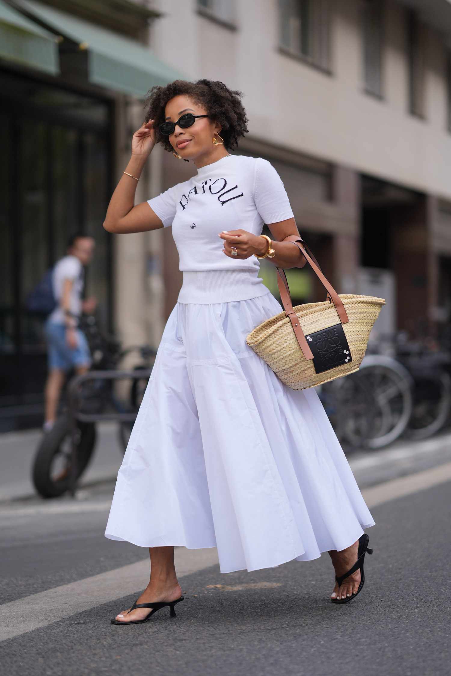 White Tiered Maxi Skirt with Cropped Knit Top for Summer Days — Skirt Outfits