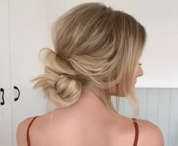 Collarbone Loose Textured Ash Blonde Bun — Messy Bun