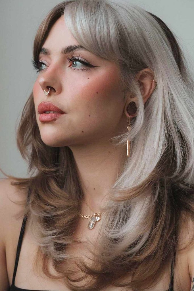 Two-Tone Trend: Striking Hair with Black Tank and Accessories — Bangs with Layers