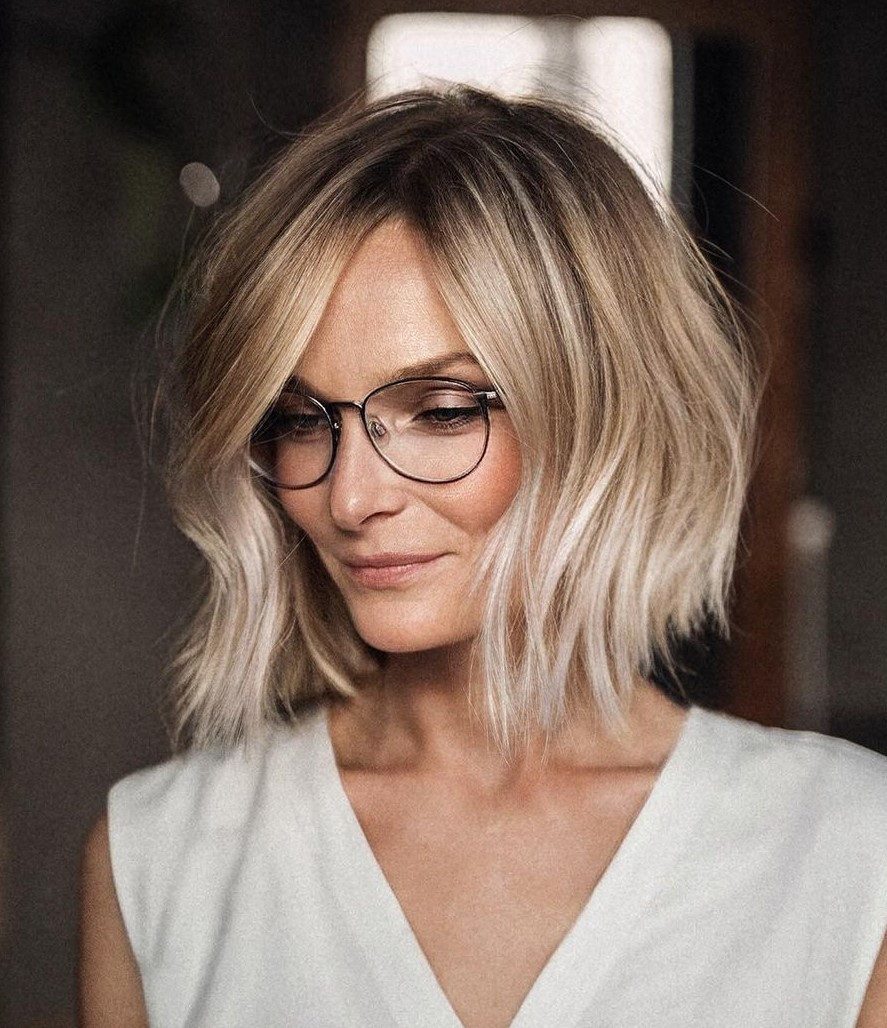 Dark Blonde With Lighter Ends Visual Idea — Short Haircuts with Glasses