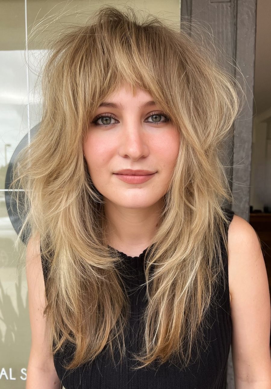 Collarbone Length Blonde Shag Collarbone Length Blonde Shag — 70s Hairstyles