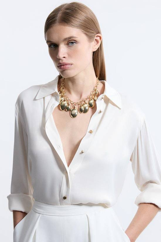 Multi-Link Gold Necklace with Oval Charms — Chunky Gold Necklaces