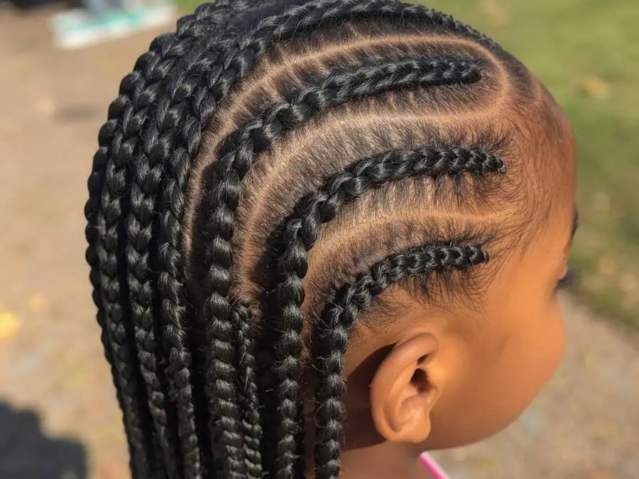 Geometric Cornrows to Shoulder Length — Toddler Braids
