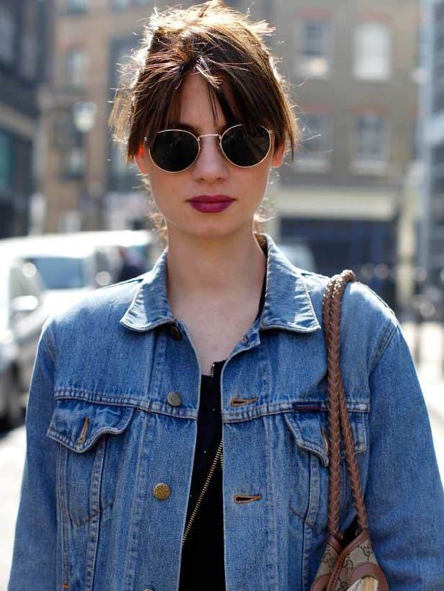 Classic Denim Jacket and T-Shirt Combo — Round Sunglasses Outfits