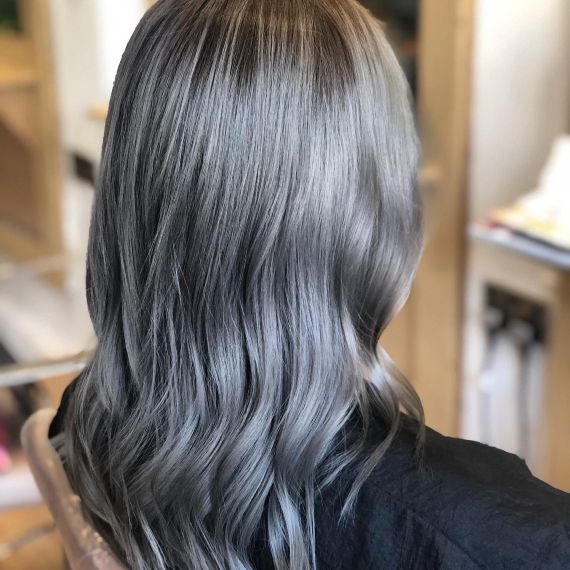 Ash Gray With Darker Roots Visual Idea Ash Gray With Darker Roots Visual Idea — Gray Natural Hair