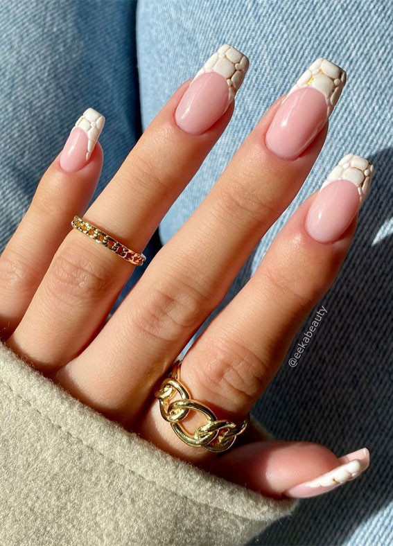 Crocodile Pattern On French Tips Visual Idea Crocodile Pattern On French Tips Visual Idea — Croc Nails