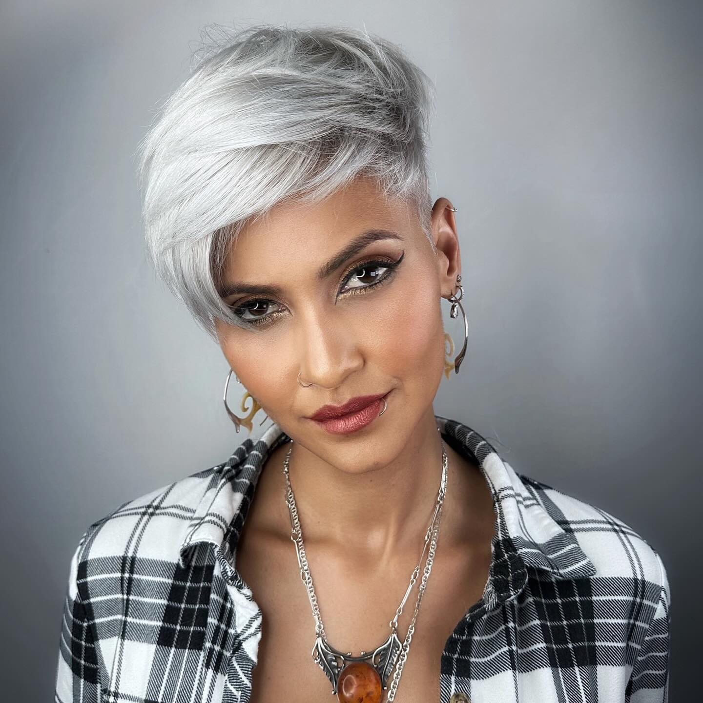 Silver White Layered Pixie Silver White Layered Pixie — White Hair