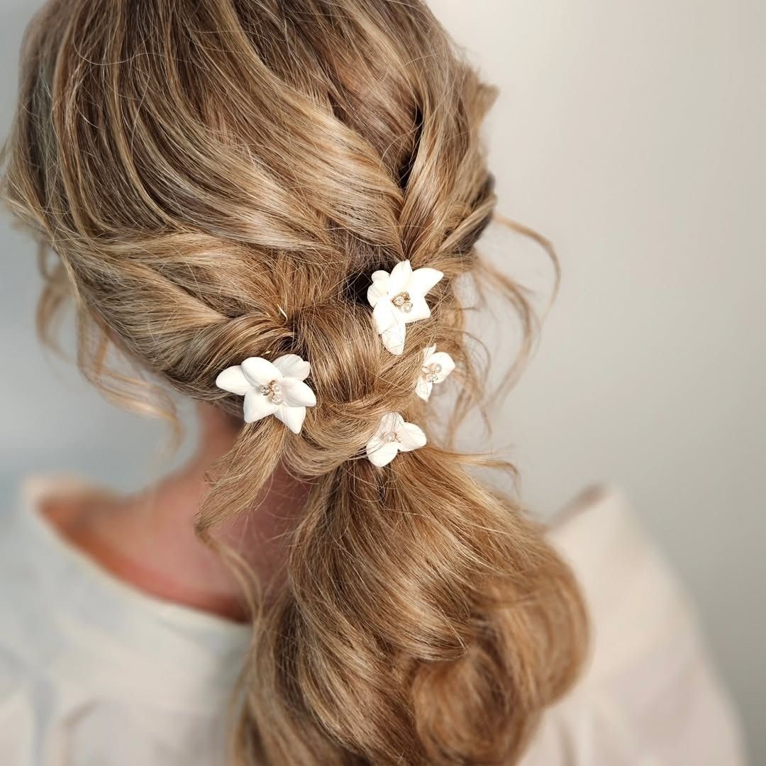 Back View Close Crop Visual Idea — Half Up Half Down Medium Hair