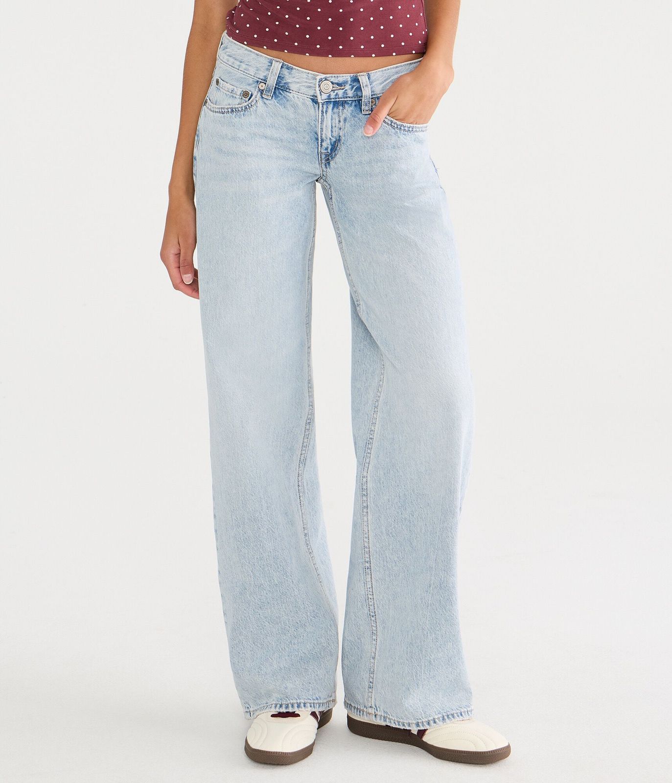 Ultra Low Rise Jeans with Polka Dot Crop Top Ultra Low Rise Jeans with Polka Dot Crop Top