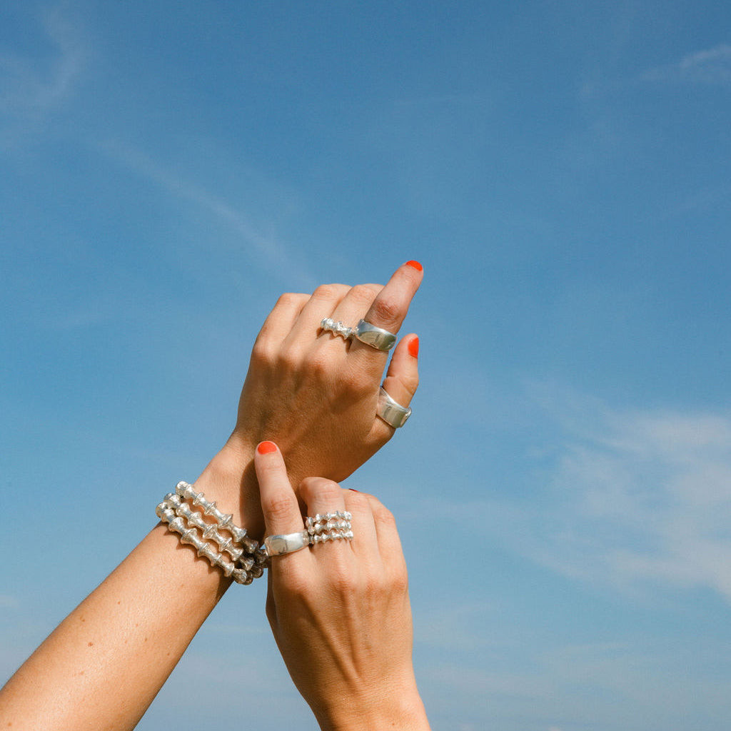 Silver Rings and Bracelets with a Pop of Color — Silver Ring Stack