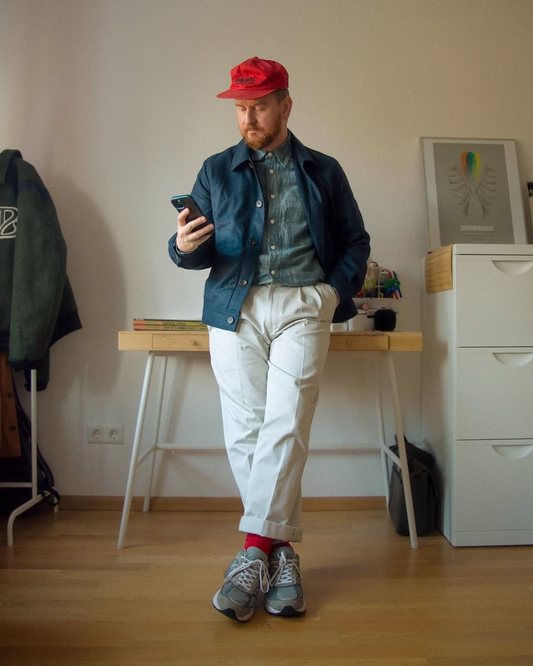 Grey/White 9060s with Cream Trousers and Denim Jacket Grey/White 9060s with Cream Trousers and Denim Jacket — New Balance 9060 Outfits