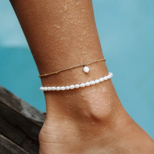 Layered Pearl and Beaded Anklets Layered Pearl and Beaded Anklets — Anklets Outfits