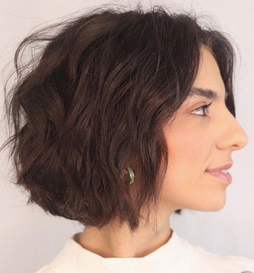 Textured Dark Brown Wavy Bob Textured Dark Brown Wavy Bob — Bob for Thick Hair