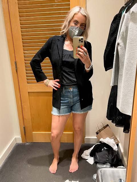 Black Blazer with Denim Cutoffs for Casual Summer Black Blazer with Denim Cutoffs for Casual Summer — J Crew Outfits