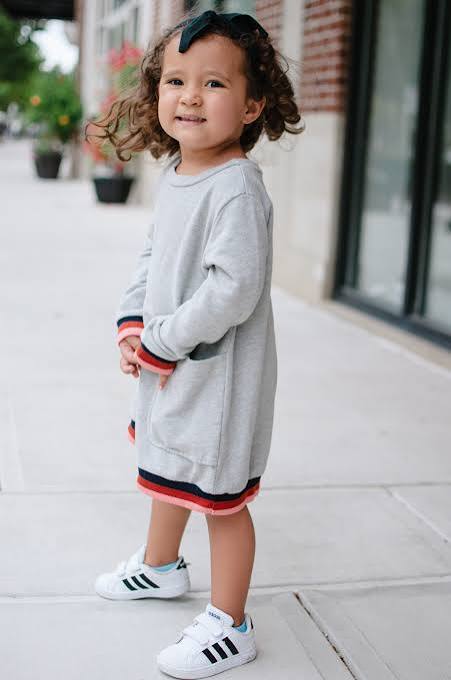 Grey Terry Cloth Dress with Striped Accents and Headband Grey Terry Cloth Dress with Striped Accents and Headband — Toddler Girl Outfits