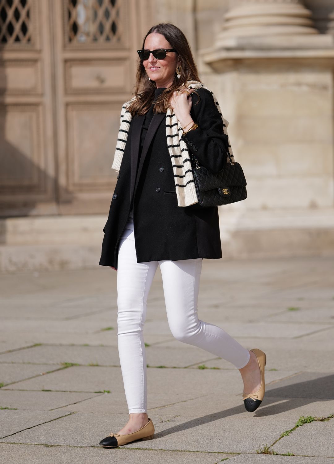 Layered Sophistication with Striped Sweater and Two-Tone Flats Layered Sophistication with Striped Sweater and Two-Tone Flats — Ballet Flats Outfits
