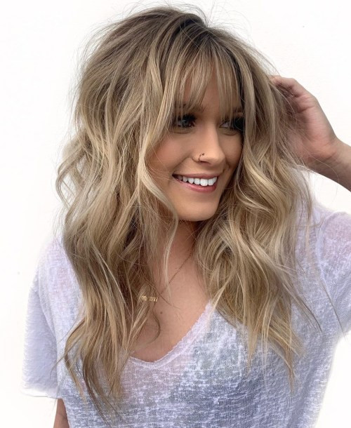 Collarbone Ash Blonde With Textured Fringe Collarbone Ash Blonde With Textured Fringe