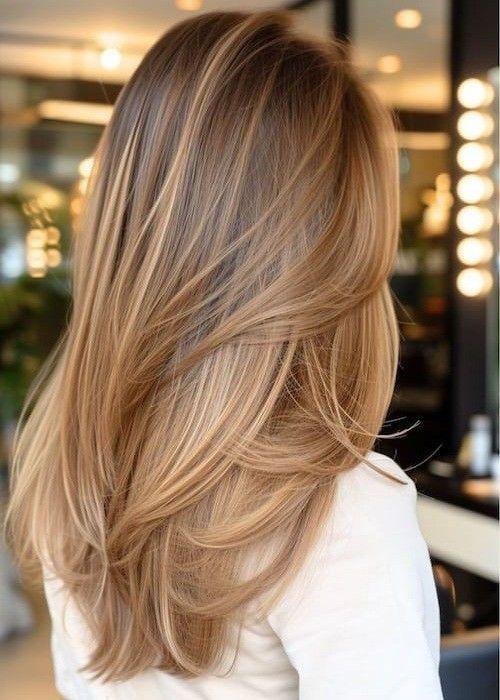 Collarbone Medium Brown Hair With Blonde Balayage — Balayage Straight Hair