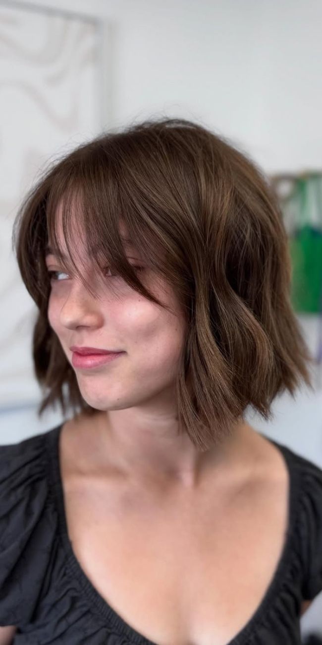 Dark Bob with Textured Fringe Dark Bob with Textured Fringe — Wash and Go Haircuts