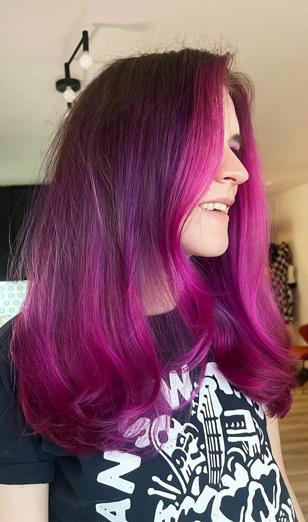 Magenta Pink Gradient Mid-Back — Magenta Hair