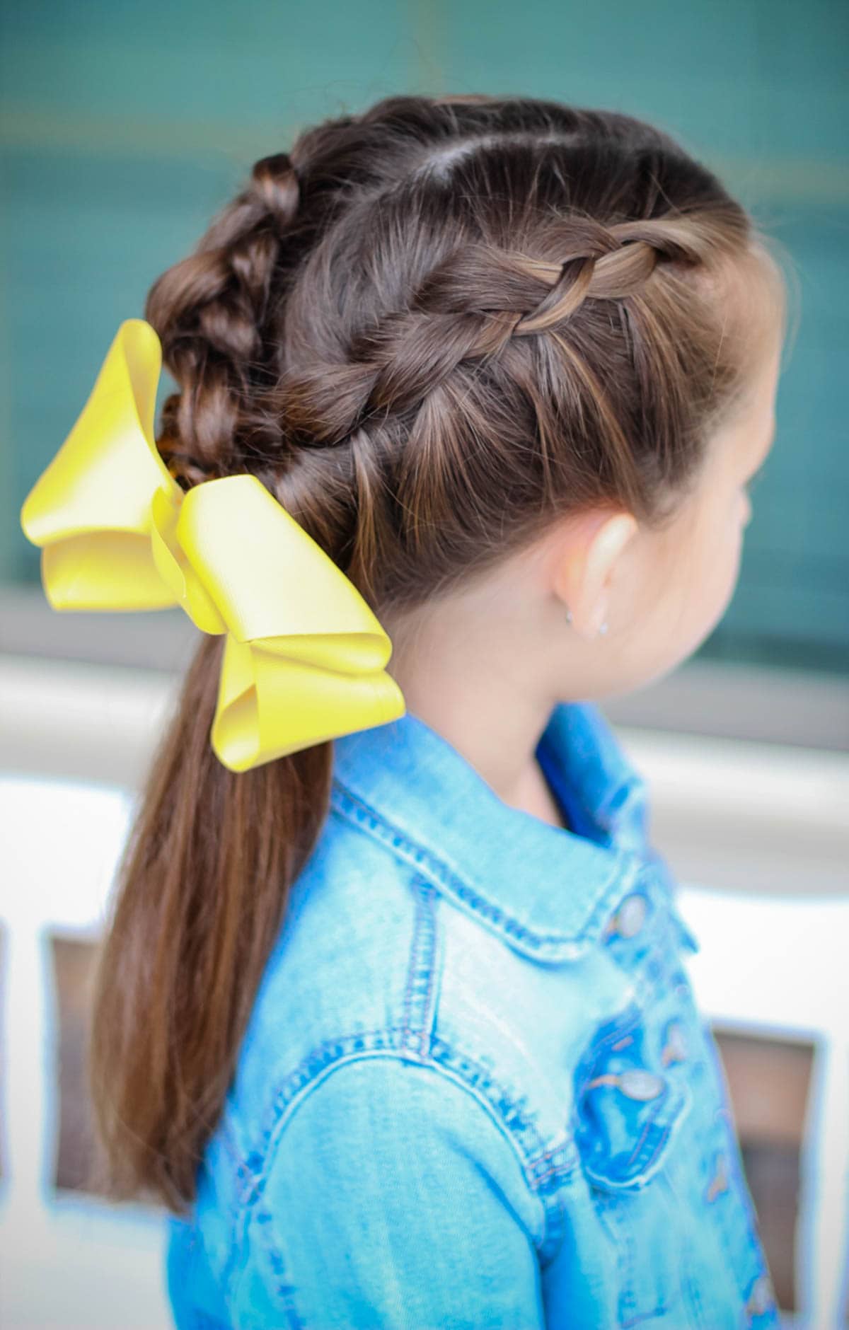Dutch Braids Into Low Ponytail With Bows — Picture Day Hairstyles