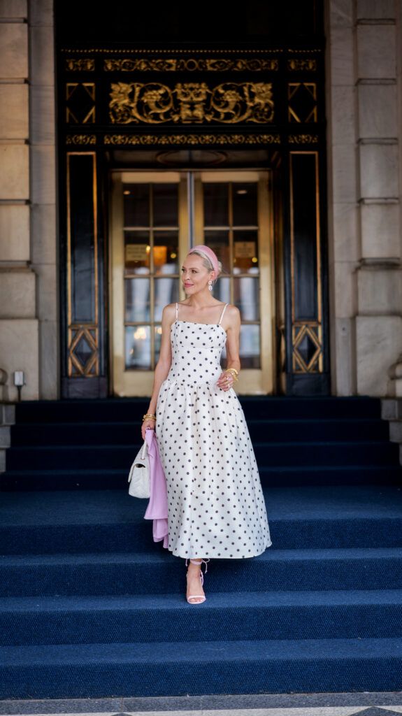 Full Skirt Polka Dot Midi Dress with Cardigan Full Skirt Polka Dot Midi Dress with Cardigan — Polka Dot Dresses