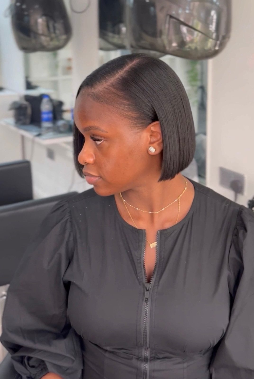 Sharp Black Bob With Side Part Sharp Black Bob With Side Part — Relaxed Hairstyles