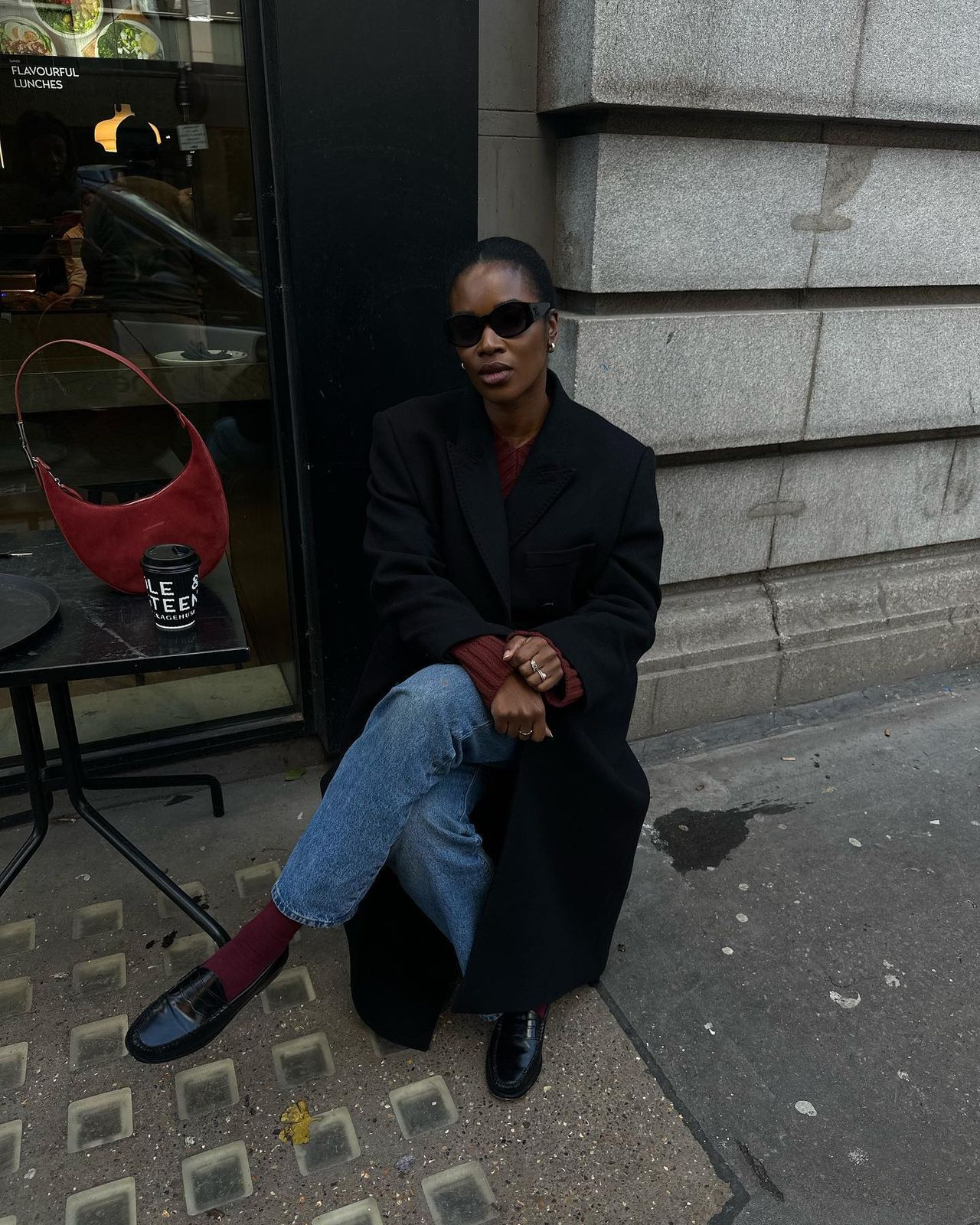 Classic Loafers with Straight-Leg Jeans and Oversized Coat — Penny Loafers Outfits