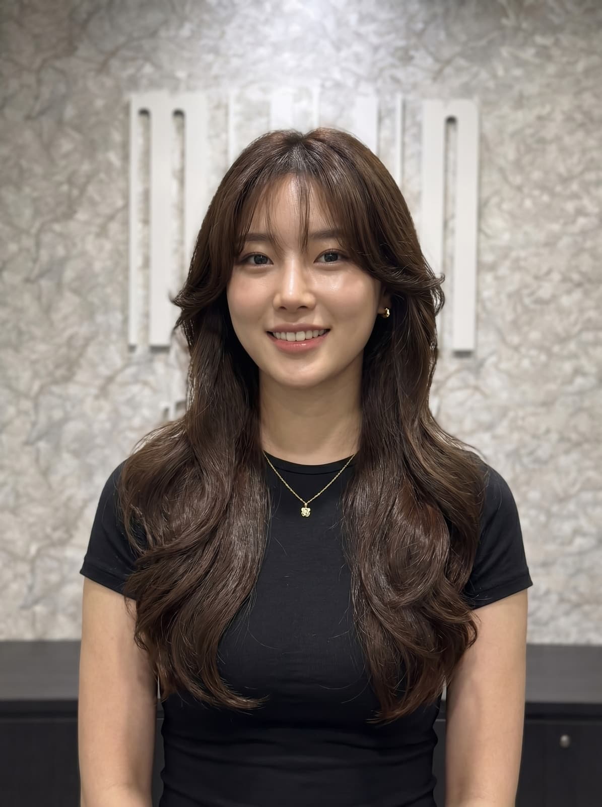 Dark Brown Butterfly With Waves — Butterfly Haircut Long Hair