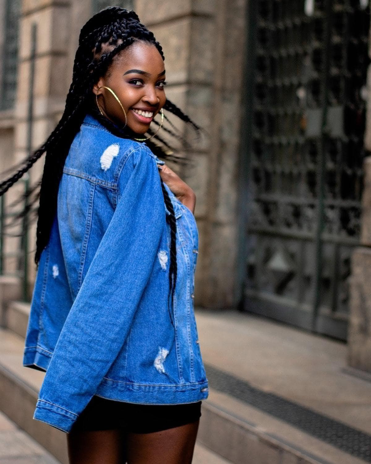 Distressed Denim Jacket: Abercrombie Shorts Ensemble — Abercrombie Outfits
