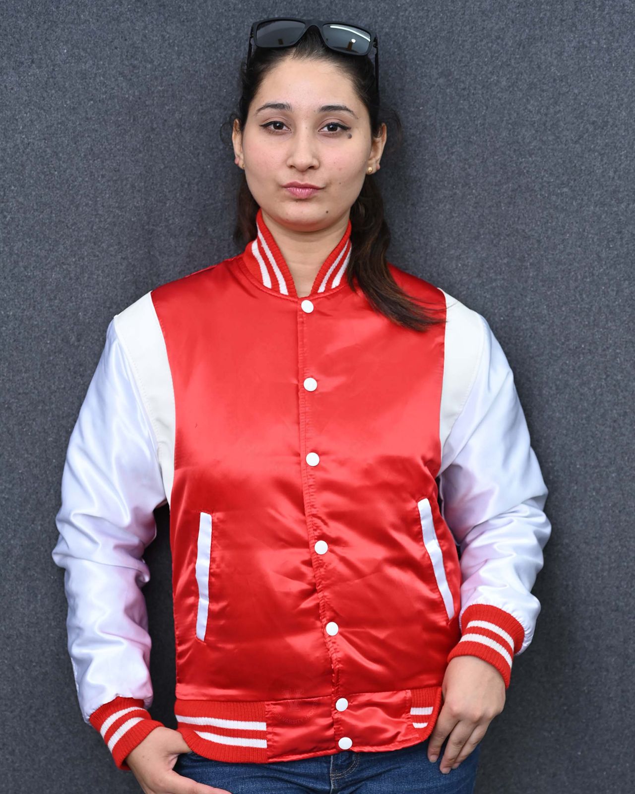 Satin Varsity Jacket with Denim for a Casual Statement Satin Varsity Jacket with Denim for a Casual Statement — Varsity Jacket Outfits