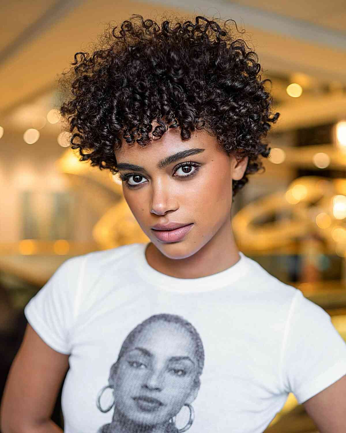 Bouncy Dark Curly Ear-Length Cut Bouncy Dark Curly Ear-Length Cut — Haircuts for Curly Hair