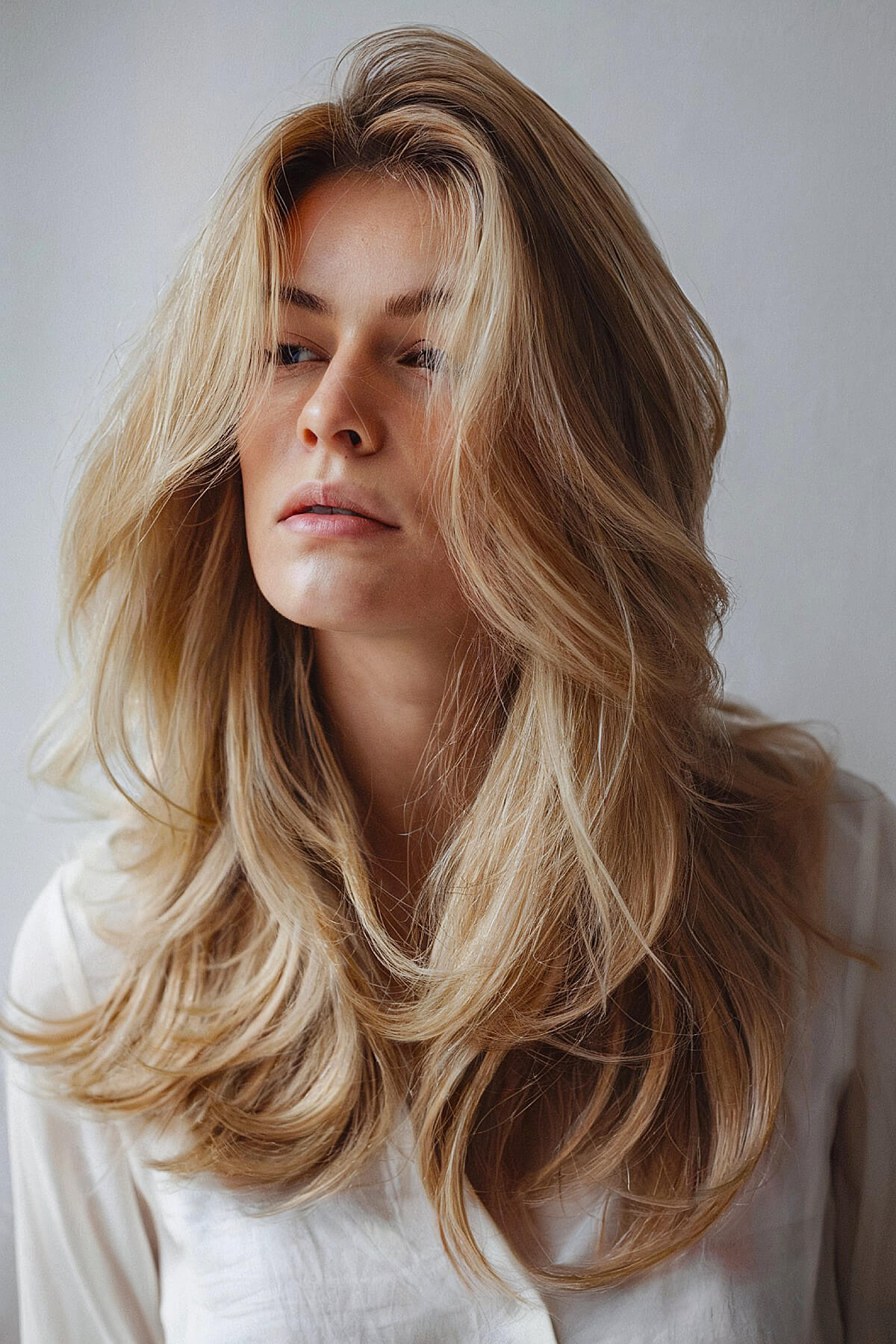 Honey Blonde Mid-Back Volume With Layers — Layered Hair
