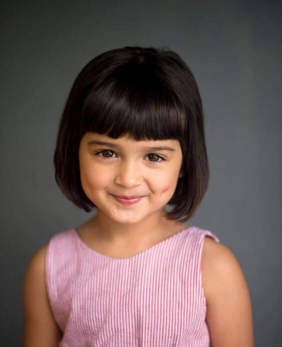 Dark Brown Bob With Blunt Bangs — Kids Haircuts