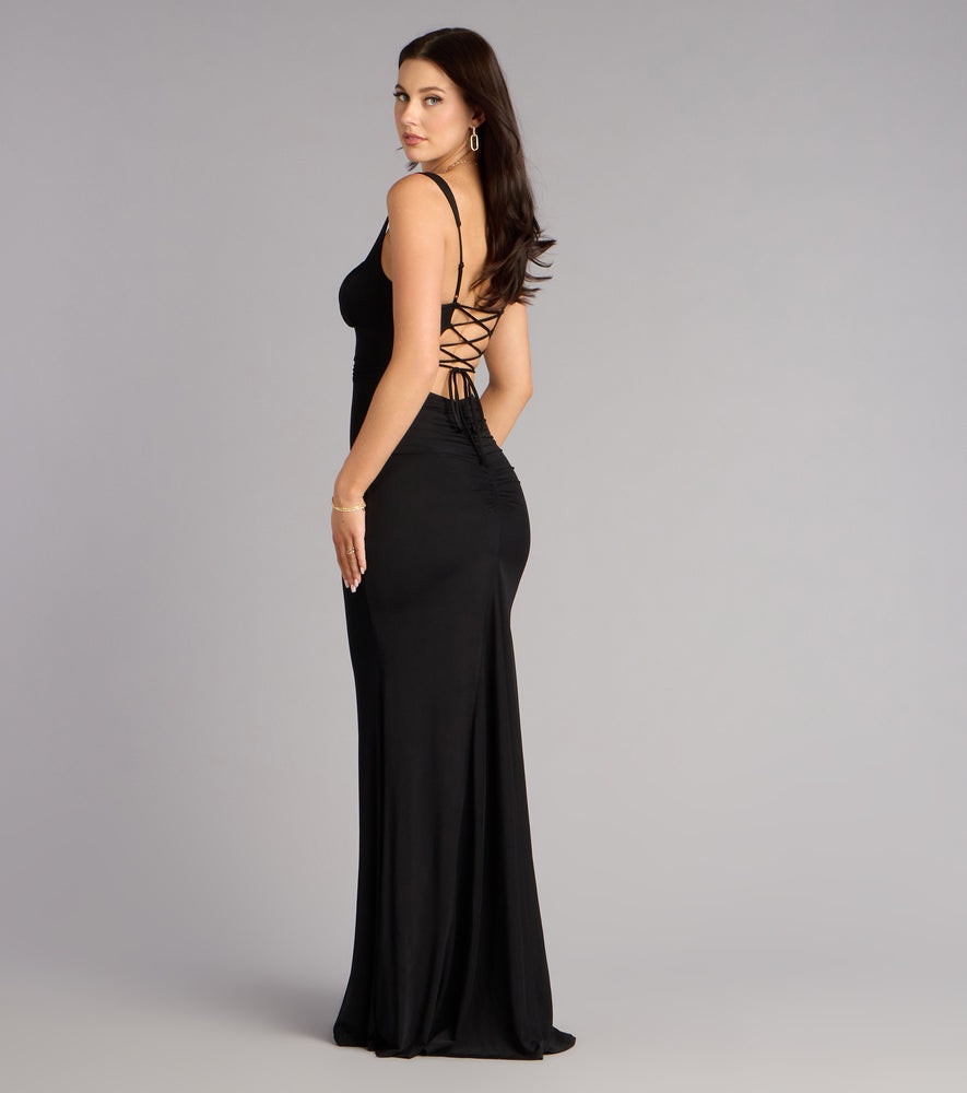 Maxi Dress with Lace-Up Back Detail — Black Tie Dresses