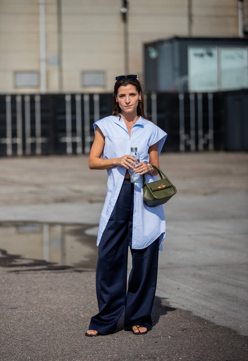 Satin Wide Legs with an Oversized Shirt — Wide Leg Pants